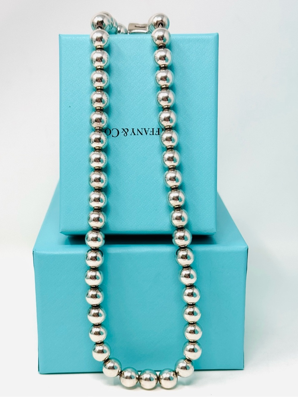 Authentic Tiffany & Co.10mm Ball Beaded Necklace.